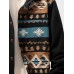 Mens Ethnic Geometric Print Patchwork Button Front Hooded Jacket