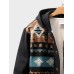 Mens Ethnic Geometric Print Patchwork Button Front Hooded Jacket