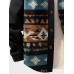 Mens Ethnic Geometric Print Patchwork Button Front Hooded Jacket