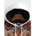 Mens Ethnic Geometric Print Patchwork Contrast Kangaroo Pocket Hoodies