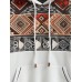 Mens Ethnic Geometric Print Patchwork Contrast Kangaroo Pocket Hoodies