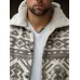 Mens Ethnic Geometric Print Plush Collar Loose Jacket