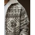 Mens Ethnic Geometric Print Plush Collar Loose Jacket