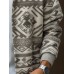 Mens Ethnic Geometric Print Plush Collar Loose Jacket