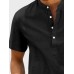 Mens Ethnic Geometric Print Stand Collar Short Sleeve Henley Shirts