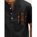 Mens Ethnic Geometric Print Stand Collar Short Sleeve Henley Shirts