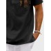 Mens Ethnic Geometric Print Stand Collar Short Sleeve Henley Shirts