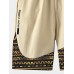 Mens Ethnic Geometric Print Stitching Drawstring Waist Shorts