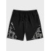 Mens Ethnic Paisley Japanese Print Patchwork Drawstring Shorts