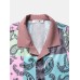 Mens Ethnic Paisley Print Color Block Revere Collar Two Pieces Outfits