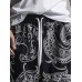 Mens Ethnic Paisley Print Side Pockets Drawstring Waist Shorts