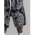 Mens Ethnic Paisley Print Side Pockets Drawstring Waist Shorts