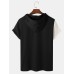 Mens Ethnic Patchwork Short Sleeve Hooded Drawstring T-shirts