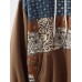 Mens Ethnic Pattern Patchwork Kangaroo Pocket Drawstring Hoodies