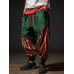 Mens Ethnic Print Contrast Patchwork Loose Drawstring Waist Pants