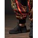 Mens Ethnic Print Contrast Patchwork Loose Drawstring Waist Pants