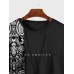 Mens Ethnic Print Patchwork Curved Hem Short Sleeve T-Shirts