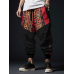 Mens Ethnic Print Patchwork Loose Drawstring Waist Pants