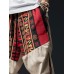 Mens Ethnic Print Patchwork Loose Drawstring Waist Pants