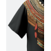 Mens Ethnic Totem Print Crew Neck Short Sleeve T-Shirts