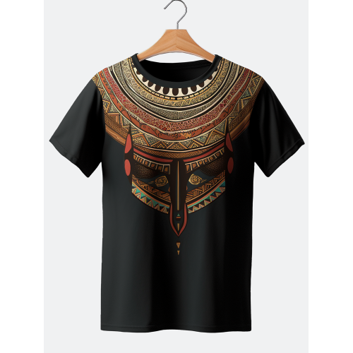 Mens Ethnic Totem Print Crew Neck Short Sleeve T-Shirts