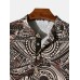 Mens Ethnic Totem Print Half Button Long Sleeve Henley Shirts