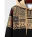 Mens Ethnic Tribal Geometric Print Patchwork Drawstring Hoodies