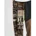 Mens Ethnic Tribal Pattern Color Block Patchwork Corduroy Pants