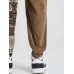 Mens Ethnic Tribal Pattern Color Block Patchwork Corduroy Pants