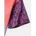 Mens Ethnic Vintage Floral Print Color Block Short Sleeve Shirts