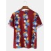 Mens Fashion Floral Printing Crew Neck Breathable Short Sleeve Casual T-Shirts