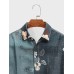 Mens Floral Print Patchwork Lapel Short Sleeve Shirts