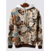 Mens Floral Print Vacation Long Sleeve Drawstring Hoodies