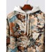 Mens Floral Print Vacation Long Sleeve Drawstring Hoodies