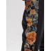 Mens Floral Side Print Patchwork Loose Drawstring Waist Pants