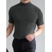 Mens High Neck Slim Fit Muscle Workout Summer Casual T-shirt