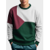 Mens Irregular Color Block Patchwork Crew Neck Pullover Sweatshirts