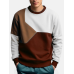 Mens Irregular Color Block Patchwork Crew Neck Pullover Sweatshirts