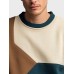 Mens Irregular Color Block Patchwork Crew Neck Pullover Sweatshirts