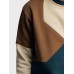 Mens Irregular Color Block Patchwork Crew Neck Pullover Sweatshirts