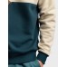 Mens Irregular Color Block Patchwork Crew Neck Pullover Sweatshirts