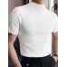 Mens Japan Half-collar Solid Short Sleeve T-shirt