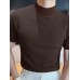 Mens Japan Half-collar Solid Short Sleeve T-shirt