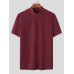 Mens Japan Half-collar Solid Short Sleeve T-shirt