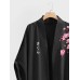 Mens Japanese Cherry Blossoms Print Open Front Loose Kimonos