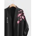 Mens Japanese Cherry Blossoms Print Open Front Loose Kimonos