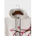 Mens Japanese Cherry Blossoms Print Patchwork Kangaroo Pocket Hoodies