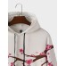 Mens Japanese Cherry Blossoms Print Patchwork Kangaroo Pocket Hoodies