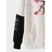 Mens Japanese Cherry Blossoms Print Patchwork Kangaroo Pocket Hoodies