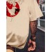 Mens Japanese Crane Floral Back Print Short Sleeve T-Shirts